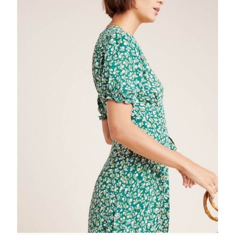 Faithfull The Brand Anthropologie Farah Midi Dress Green Floral 2 - Picture 5 of 13